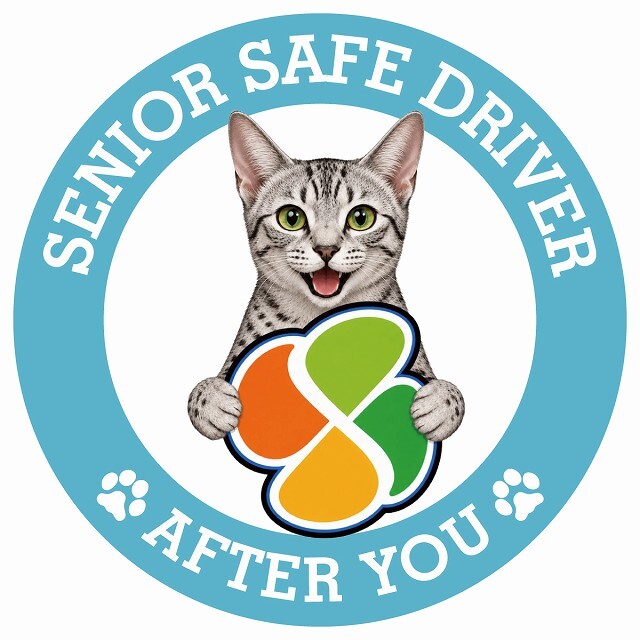 カーサイン 高齢者マーク SENIOR SAFE DRIVER エジプシャンマウ ステッカー シール 直径13cm 肉球 日本製 車