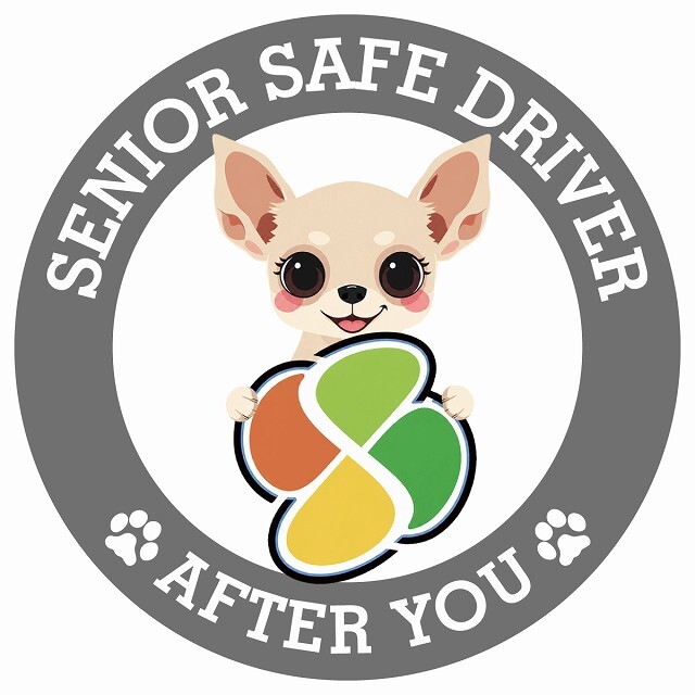 カーサイン 高齢者マーク SENIOR SAFE DRIVER チワックス ステッカー シール 直径13cm 肉球 日本製 車