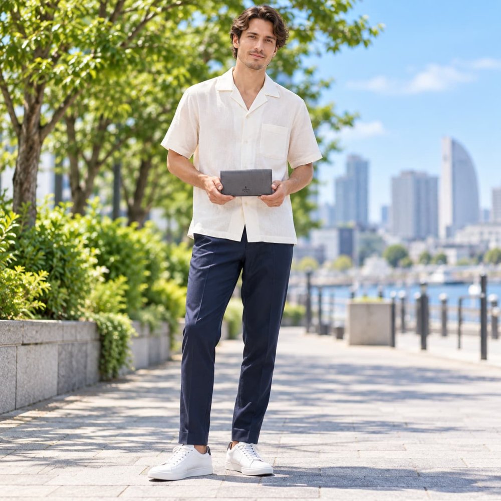 LANVINenBlue ランバンオンブルー ロングウォレット 財布 ウォレット ゼブダ 長財布  メンズ 普段使い 牛革 レザー