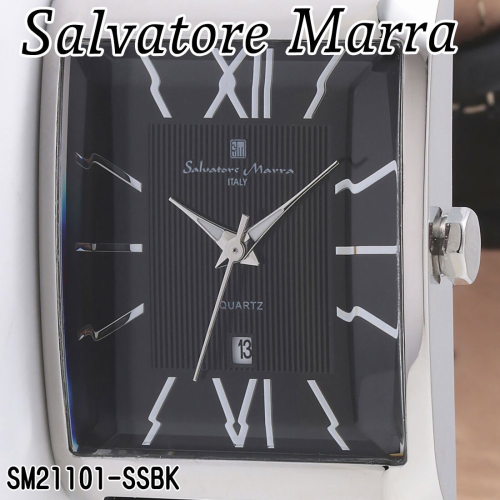 【送料無料】（お取り寄せ）腕時計 メンズ Salvatore Marra サルバトーレマーラ レクタンギュラー(スクエア)ケース 3気圧防水 レザーベルト アナログ SM21101-SSBK ブランド 人気 シンプル ウォッチ カジュアル フォーマル [SM21101-SSBK]