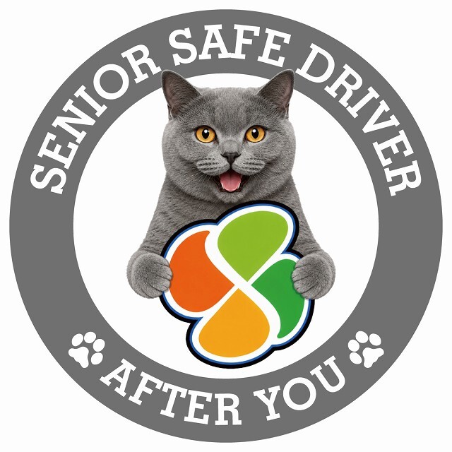 カーサイン 高齢者マーク SENIOR SAFE DRIVER シャルトリュー ステッカー シール 直径13cm 肉球 日本製 車