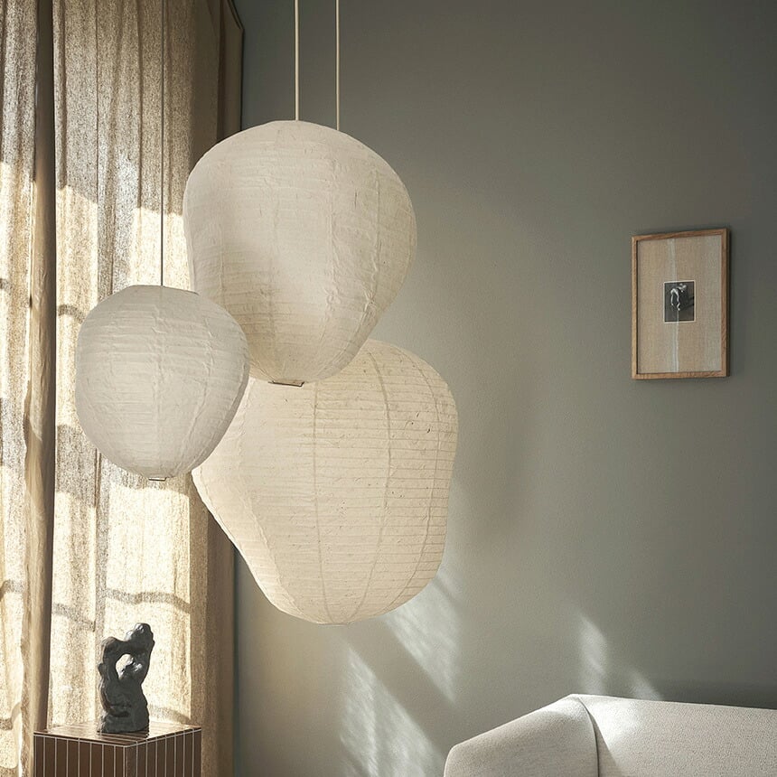 ferm LIVING ファームリビング Kurbis カービス ランプシェード M 高さ60cm （シェードのみ） シェード ジャパンディ 和紙北欧 ランプシェード 天井照明 ペンダントライト シェードのみ 和紙 和モダン