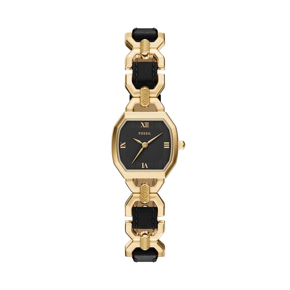フォッシル FOSSIL 腕時計 レディース HARLOW アナログ ブラックレザー＆ゴールドトーンステンレススチールウォッチ ES5496【2026 新作】