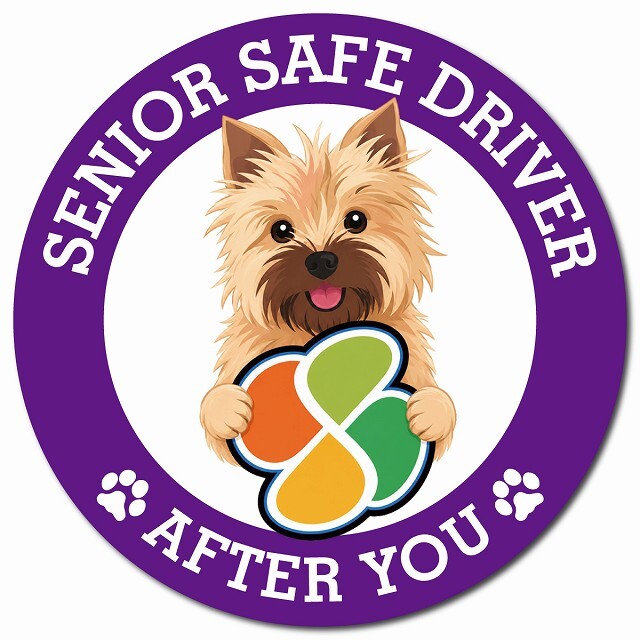 カーサイン 高齢者マーク SENIOR SAFE DRIVER ノーリッチテリア マグネット 強力 直径13cm 肉球 日本製 車 ステッカー
