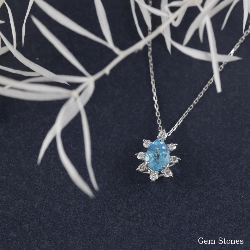 【完売致しました。】 ブラジル産 パライバトルマリン 0.438ct ダイヤモンド ネックレス ペンダント Pt900 850 プラチナ パライバネックレス プラチナネックレス レディース 一粒 シンプル 可愛い グリーン パライバ  Drops