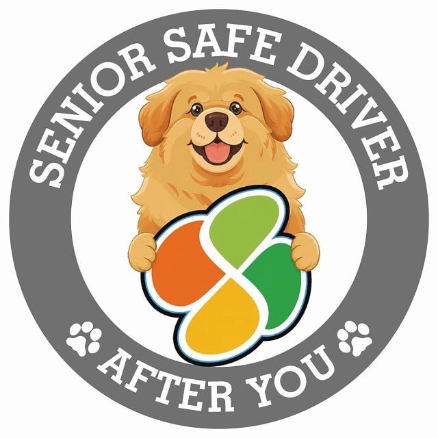 カーサイン 高齢者マーク SENIOR SAFE DRIVER チベタンマスティフ ステッカー シール 直径13cm 肉球 日本製 車