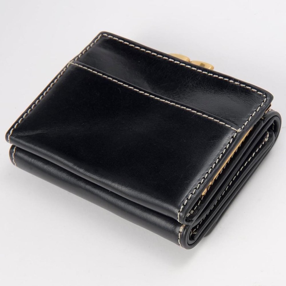 ベリーズヨーク　BELLIES YORK　三つ折り財布　ガマ口ポケット　BYTM1943BK　ブラック　黒色　ベジタブルタンニン　イタリアンレザー　牛革　”エイジングを楽しむ革小物”