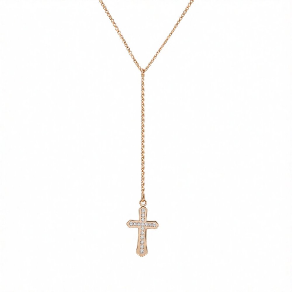 【送料無料】ペアネックレス ステンレス アクセサリー ロザリオ ペンダント クロス 十字架 ジルコニア Rosary ブラック ローズゴールド メンズ レディース