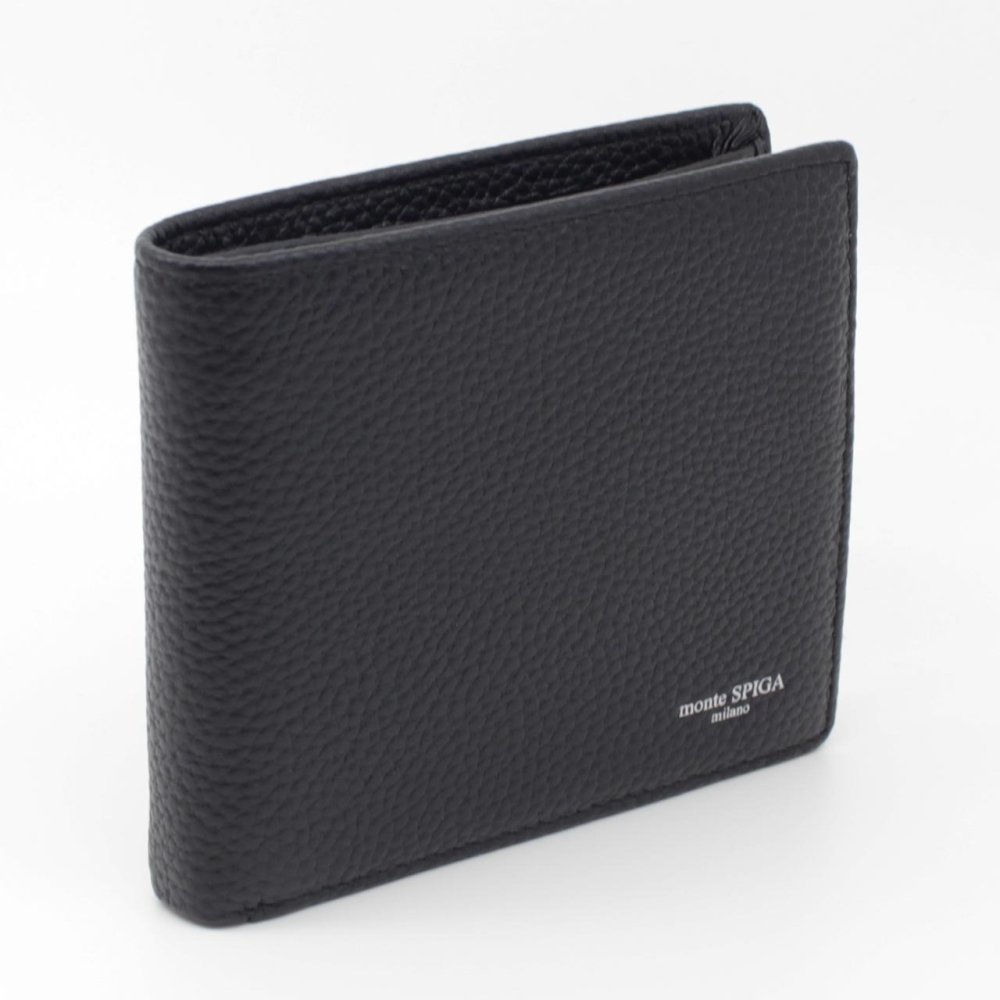 モンテスピガ　monte SPIGA　二つ折り財布　MOSMSP104BK　ブラック　黒　レザー　牛革　ウォレット
