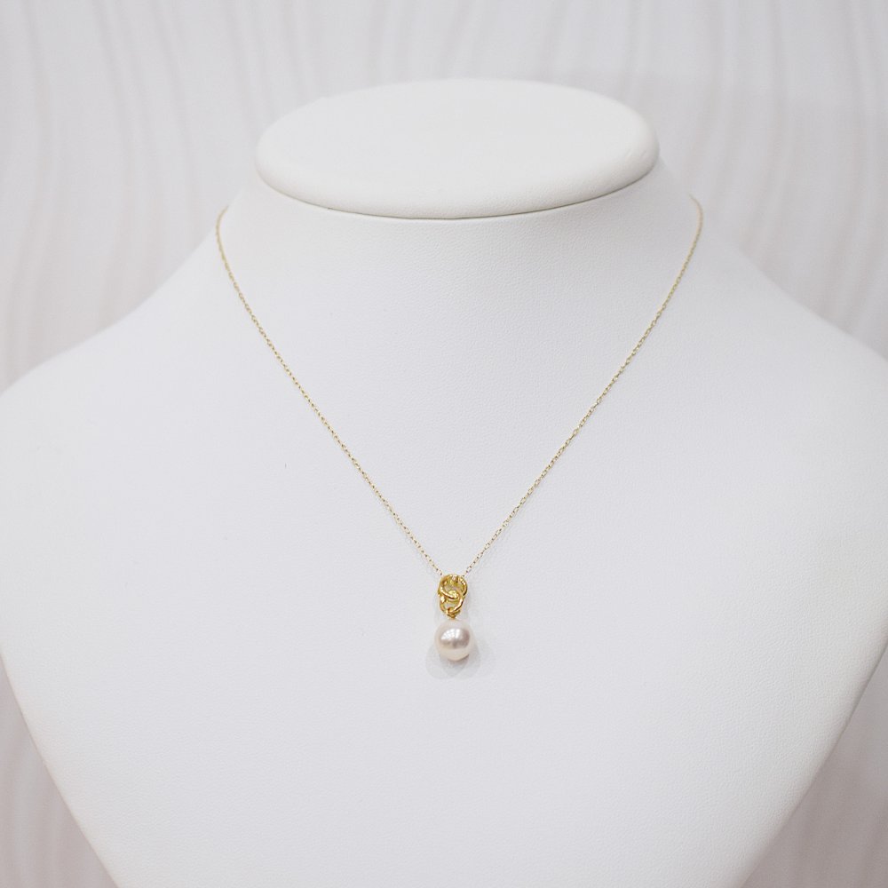 ［pearl588］ 8mm - 8.5mm ホワイトピンク ペンダント ダイヤモンド付 あこや真珠 0.02ct