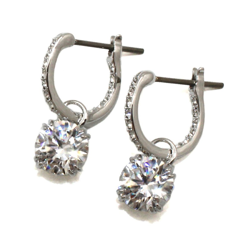 スワロフスキー swarovski ピアス Stilla ドロップピアス ラウンドカット 5636717 スティラ フープピアス アクセサリー レディース シルバー+ホワイト 海外正規品