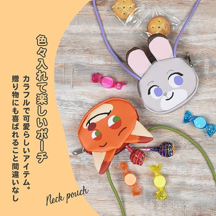 ネックポーチ 首から下げられる  Disney ディズニー 紐付き コインケース コインポーチ フェイス ポーチ ひも 紐 キッズ 子ども 幼稚園 保育園 小学生 低学年 ミニポーチ 小さめ ビニール素材 キャラクター かわいい スティッチ ベイマックス ズートピア トイストーリー