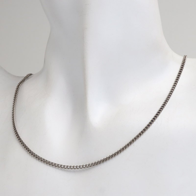 純チタン製 軽い ネックレスチェーン 喜平ネックレス 細身 つけっぱなし 幅2mm シルバー 細い 極細 シンプル 大人 つけたこと忘れる メンズ 男性 金属アレルギー対応