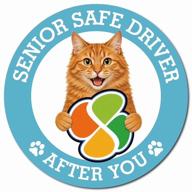カーサイン 高齢者マーク SENIOR SAFE DRIVER アメリカンボブテイル マグネット 強力 直径13cm 肉球 日本製 車 ステッカー
