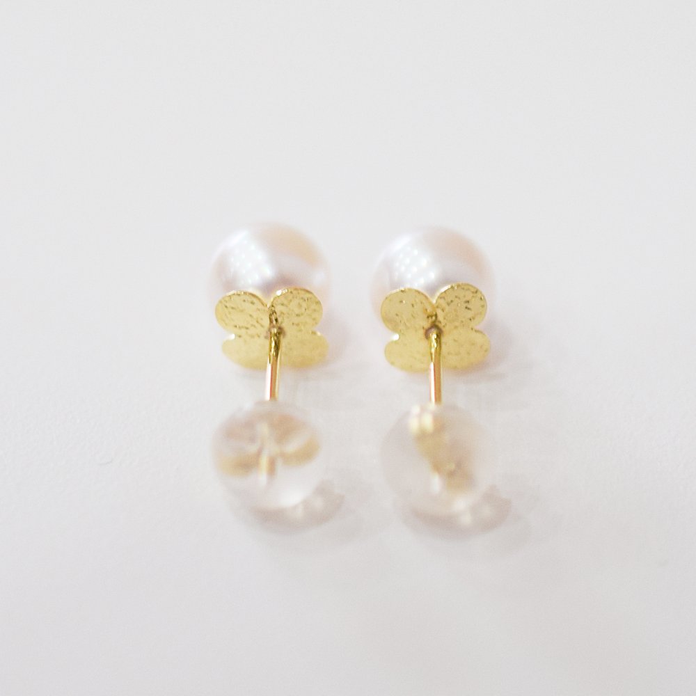 ［pearl618］ 6mm - 6.5mm ホワイトピンク クローバー ピアス あこや真珠