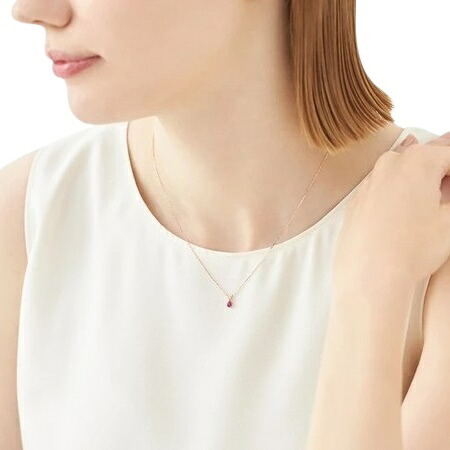【無料ラッピング】  ヨンドシー 4℃ 7月誕生石 K10ピンクゴールド ネックレス ルビー ホワイトトパーズ ブランド 正規品 新品 ギフト プレゼント 人気 おすすめ 誕生日 記念日 クリスマス 送料無料
