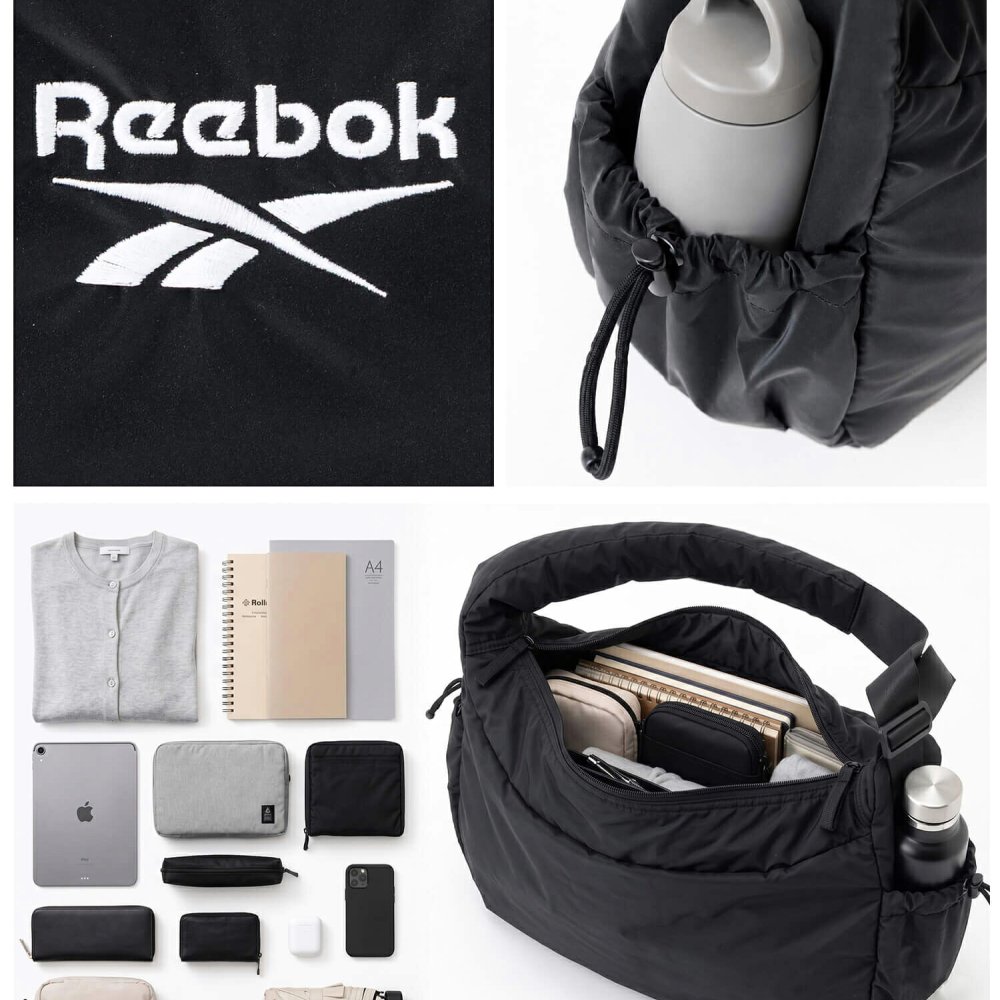 Reebok リーボック ワンショルダーバッグ レディース メンズ 軽量 大容量 約17L 通学 通勤 旅行 メッセンジャーバッグ ワンポイントロゴ ブランド 肩掛け 斜め掛け おしゃれ スポーティー シンプル 男女兼用 ユニセックス 黒 2026