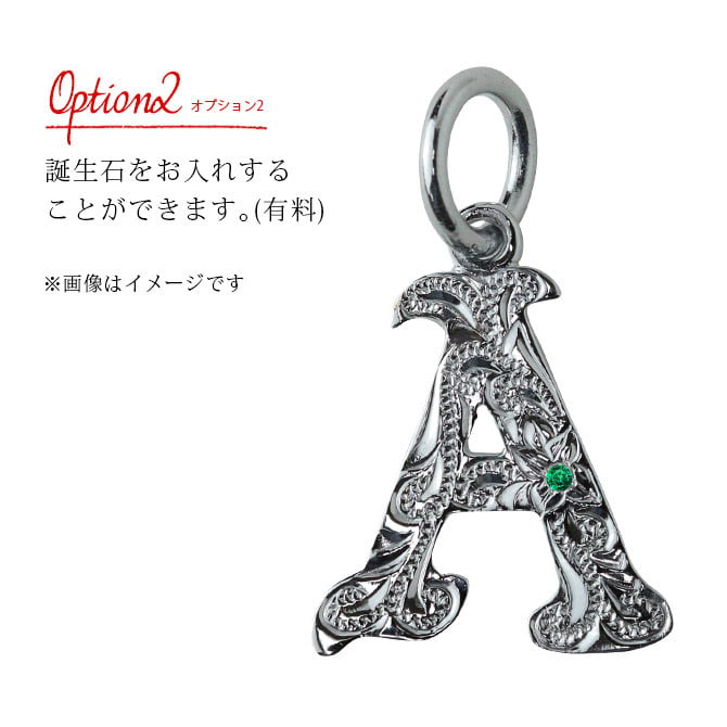 ハワイアンジュエリー シルバー イニシャル 誕生石入れ可 アルファベット シンプル シンプル シルバー925 ネックレス チェーン別売 ペンダントヘッド メール便 メンズ レディース 誕生日 プレゼント ハロウィン 【品番：SP2699-A】