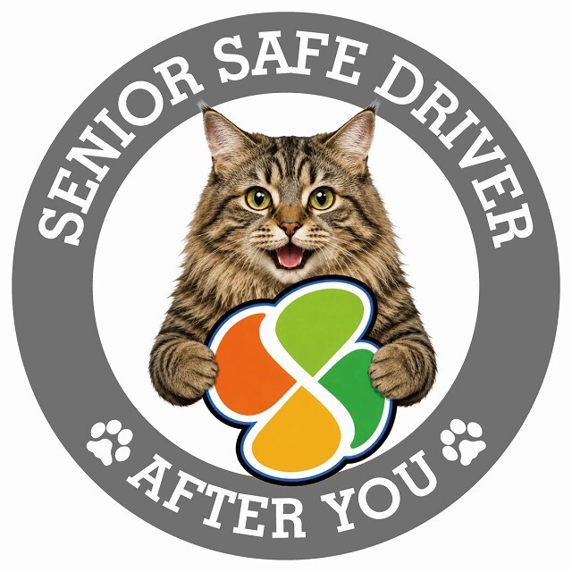 カーサイン 高齢者マーク SENIOR SAFE DRIVER クリリアンボブテイル ステッカー シール 直径13cm 肉球 日本製 車