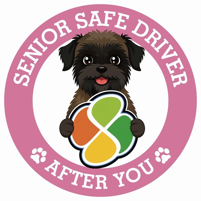 カーサイン 高齢者マーク SENIOR SAFE DRIVER ベルジアングリフォン ステッカー シール 直径13cm 肉球 日本製 車