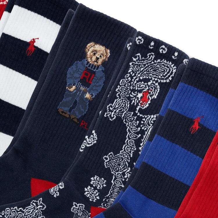 ポロラルフローレン：RL DENIM BEAR ソックス 6PK (アソート)[ソックス/ 男性下着/ メンズインナー/人気ブランド/おすすめギフト/誕生日プレゼント/メンズファッション]