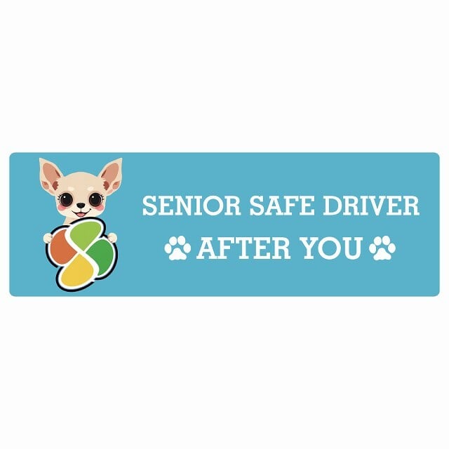 カーサイン 高齢者マーク SENIOR SAFE DRIVER チワックス ステッカー シール 長方形 15x5cm 肉球 日本製 車