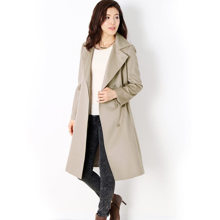 【1点限り】カシミヤ コート ベルト 付き レディース カシミヤ100％ レディース 婦人用 カシミヤ コート カシミア 女性用 カシミア きれいめ フォーマル 裏地 キュプラ グレージュ 冬 20代 30代 ギフト プレゼント 6F (4515-1r)