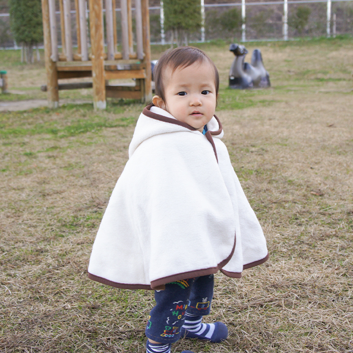 プリエール オーガニックコットン 「ソレイユ」 ベビーポンチョ | 0歳～3歳 ぽんちょ ポンチョ ベビー毛布 毛布 綿毛布 お昼寝 ベビー 赤ちゃん 防寒 日本製 綿100% コットン オーガニック