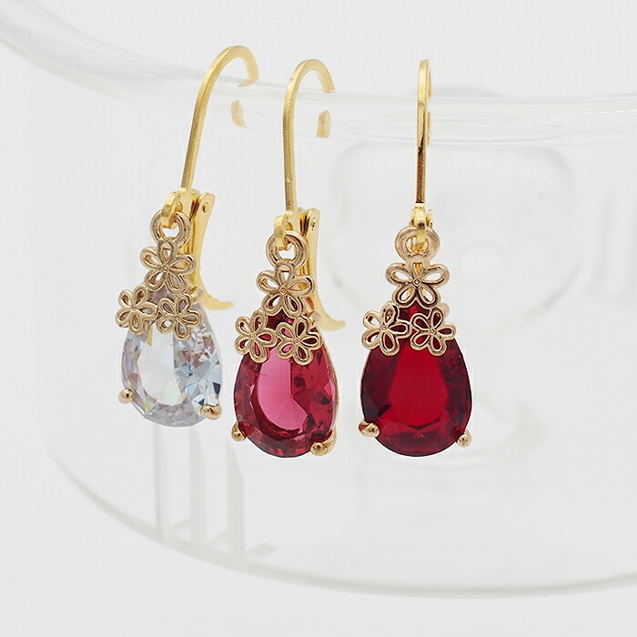 ピアス 金属アレルギー サージカルステンレス フープ 落ちない 引っかからない 外れにくい フック 花冠 しずく 雫 ドロップ ひと粒