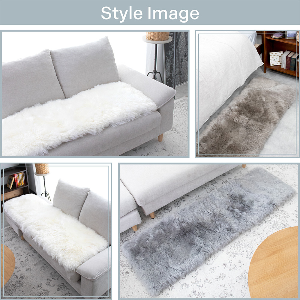 ムートンロングシートクッション 45×150cm ウレタン入り シートクッション 長毛タイプ 毛皮 ムートン クッション 長座布団 ソファ 暖かい リアルファー おしゃれ かわいい アウトドア ペット 送料無料