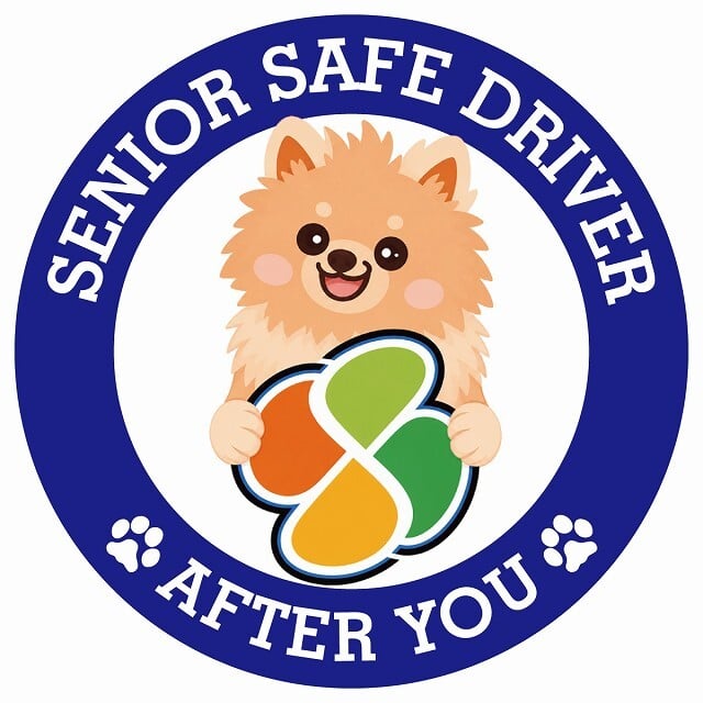 カーサイン 高齢者マーク SENIOR SAFE DRIVER ポメックス ステッカー シール 直径13cm 肉球 日本製 車