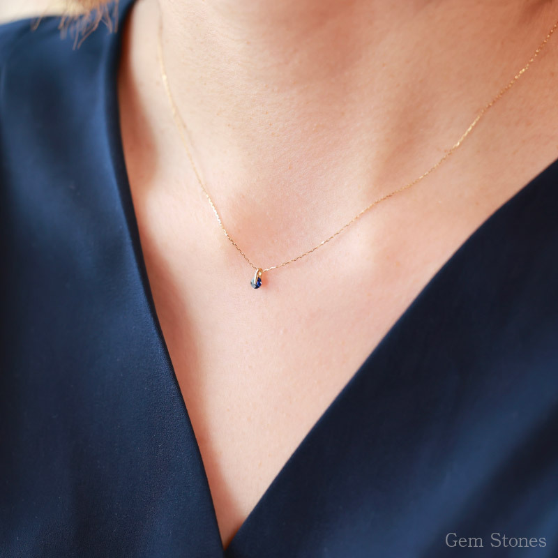 ブルー サファイア プチ ネックレス プラチナ 18金 一粒 一石 シンプル ペンダント レディース プチネックレス K18 Pt900 記念日 誕生石 9月 ブルーサファイア  プレゼント petit