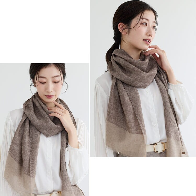 ストール レディース カシミヤ 100% マフラー Filomo ジャガード織り ペイズリー柄 薄手 シアージャガード コンパクトサイス ブランド フィローモ カシミヤストール 軽量 上質 ギフト プレゼント B7 (02000353r)