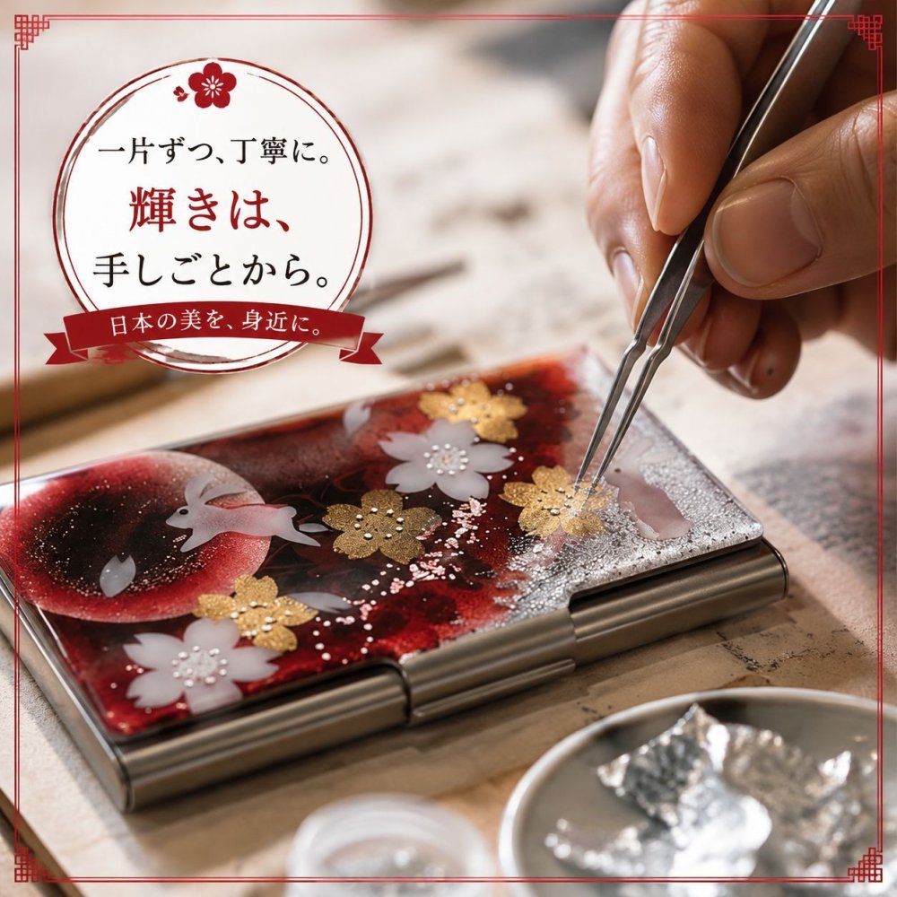 職人の手作り！和柄 名刺入れ「保」 和風 名刺ケース カードケース 夜桜 伝統工芸 職人 手作り 名入れ 記念日 誕生日 ギフト 送料無料 和風 ハンドメイド 立体彩色 螺鈿風 20代 40代 50代 プレゼント お祝い 還暦 退職 卒業