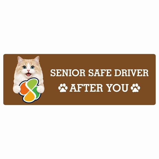カーサイン 高齢者マーク SENIOR SAFE DRIVER ラガマフィン ステッカー シール 長方形 15x5cm 肉球 日本製 車