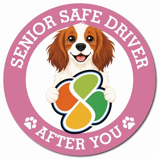 カーサイン 高齢者マーク SENIOR SAFE DRIVER コーイケルホーンディエ マグネット 強力 直径13cm 肉球 日本製 車 ステッカー