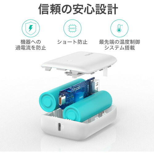 AUKEY PB-N83S-WT Basix Mini 10000mAh 20W PD対応 SCP A×1 C×1 ホワイト