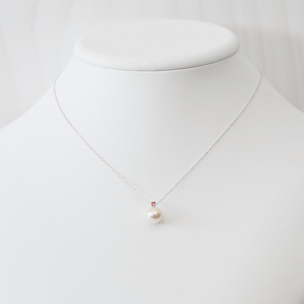 ［pearl606］8mm - 8.5mm ホワイトピンク ペンダント ネックレス 10月 誕生石 ピンクトルマリン あこや真珠