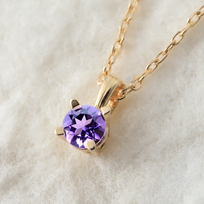 アメシスト ネックレス K18 ゴールド ネックレス 2月誕生石 アメジスト 一粒 18金 18K イエローゴールド ホワイトゴールド チェーン 長さ選べる 40cm 45cm 50cm ギフトラッピング可能 シンプル 華奢 上品 Rapture 彼女 妻 女性 レディース プレゼント ハロウィン 【品番：CG-RSP-29051-2】