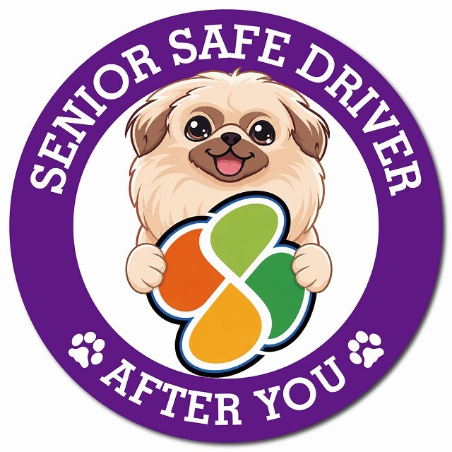 カーサイン 高齢者マーク SENIOR SAFE DRIVER ペキニーズ マグネット 強力 直径13cm 肉球 日本製 車 ステッカー