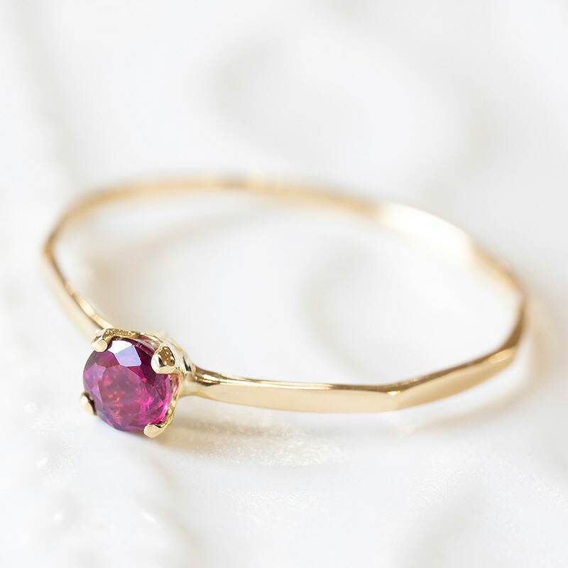  当店厳選 ルビー Ruby Fine Ring 18金 K18 リング 指輪 ルビー 極細リング 華奢リング 細リング ピンキーリング 18金リング ルビーリング 地金リング 誕生日 プレゼント ギフト