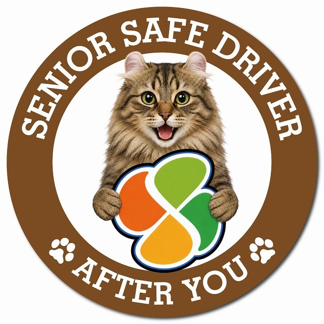 カーサイン 高齢者マーク SENIOR SAFE DRIVER アメリカンカール マグネット 強力 直径13cm 肉球 日本製 車 ステッカー