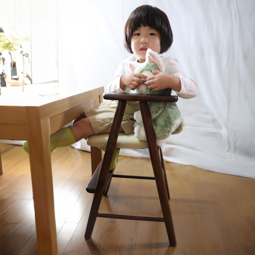 ベビーチェア 完成品 天然木 ライトブラウン・ダークブラウン W44xD44xH72.5cm・座面高49cm・足乗せ高26cm 子供椅子 キッズチェア 木製 ライトブラウン ダークブラウン おしゃれ
