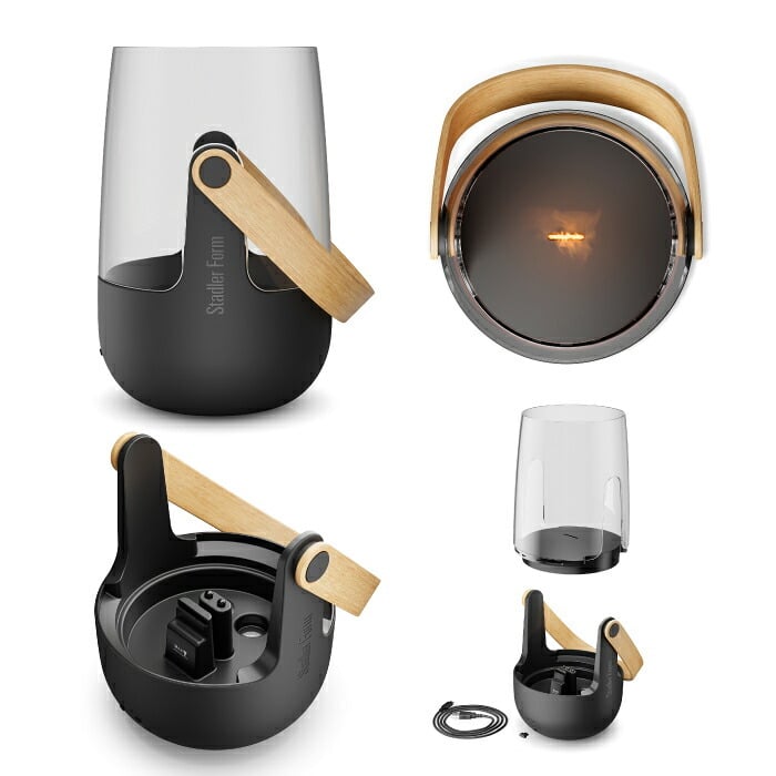 アロマディフューザー Stadler Form Sophie ソフィ アロマランタン 炎エフェクト キャンドル風 超音波式 USB-C 充電式 コードレス 防水 IP44 屋外対応 LEDランタン 調光 バンブー 静音 おしゃれ 北欧 火を使わない 香り リラックス ベランダ キャンプ スタドラーフォーム