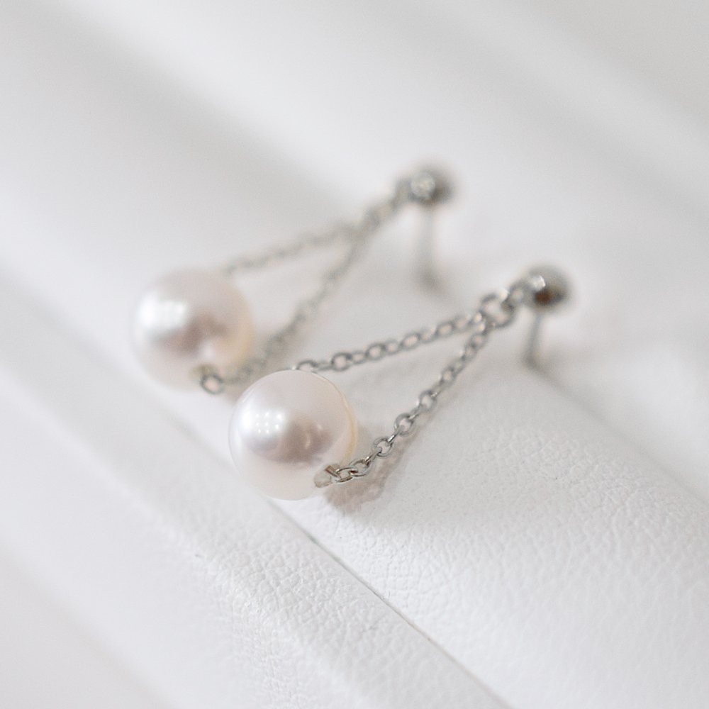 ［pearl454］5.5mm - 6mm 揺れる ピアス あこや真珠 天草 熊本 ペア 普段使い ピンク ホワイト K18 K14