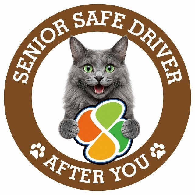 カーサイン 高齢者マーク SENIOR SAFE DRIVER ネベロング ステッカー シール 直径13cm 肉球 日本製 車
