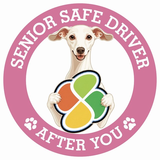 カーサイン 高齢者マーク SENIOR SAFE DRIVER イタリアングレーハウンド ステッカー シール 直径13cm 肉球 日本製 車