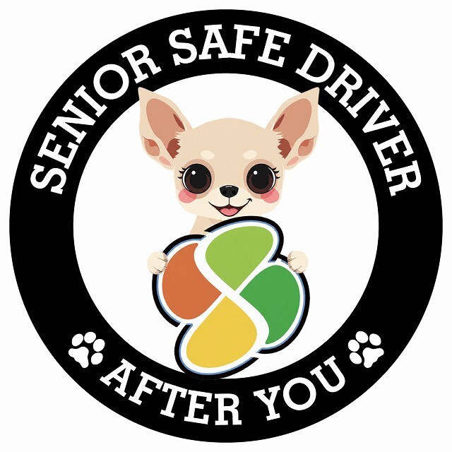 カーサイン 高齢者マーク SENIOR SAFE DRIVER チワックス ステッカー シール 直径13cm 肉球 日本製 車