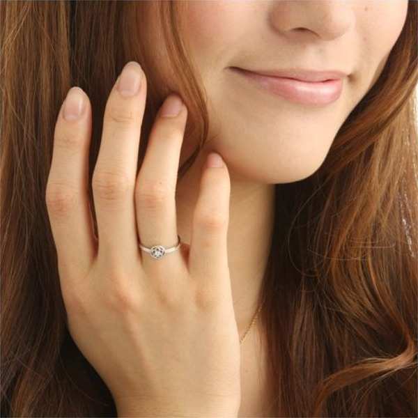 K10 ホワイトゴールド ダイヤリング 指輪 スプリングリング アンティーク調 ミル打ち ダイヤモンド ジュエリー アクセサリー 9号 記念日 ギフト プレゼント