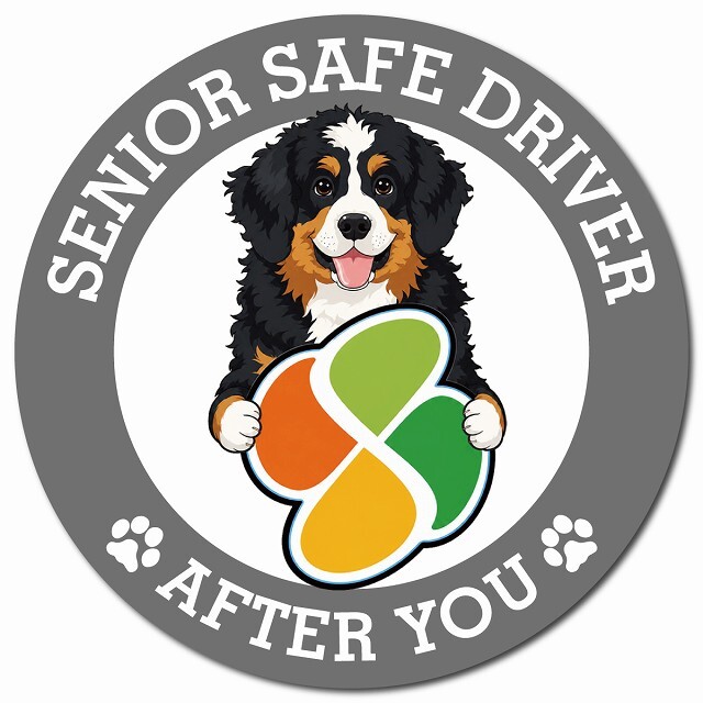 カーサイン 高齢者マーク SENIOR SAFE DRIVER バーニードゥードル マグネット 強力 直径13cm 肉球 日本製 車 ステッカー
